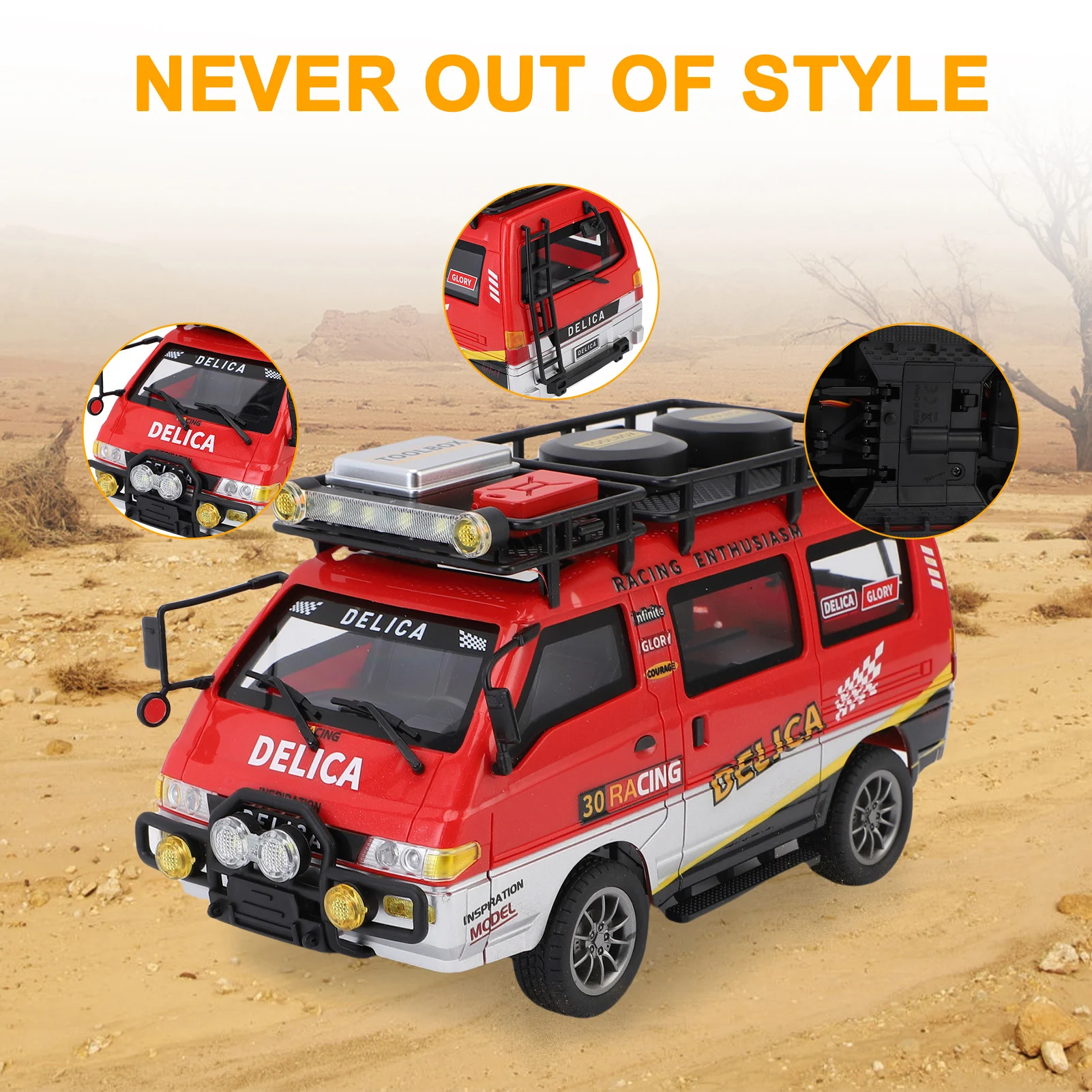 Furgone RC fuoristrada in scala 1:24, auto telecomandata proporzionale 2.4G, macchinina con fari a LED per adulti e bambini