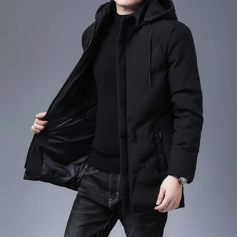 Parkas à capuche décontractés pour hommes, coupe-vent, vêtements d'extérieur longs et épais, vêtements d'hiver, qualité supérieure, nouvelle marque de mode, combinaison de mode