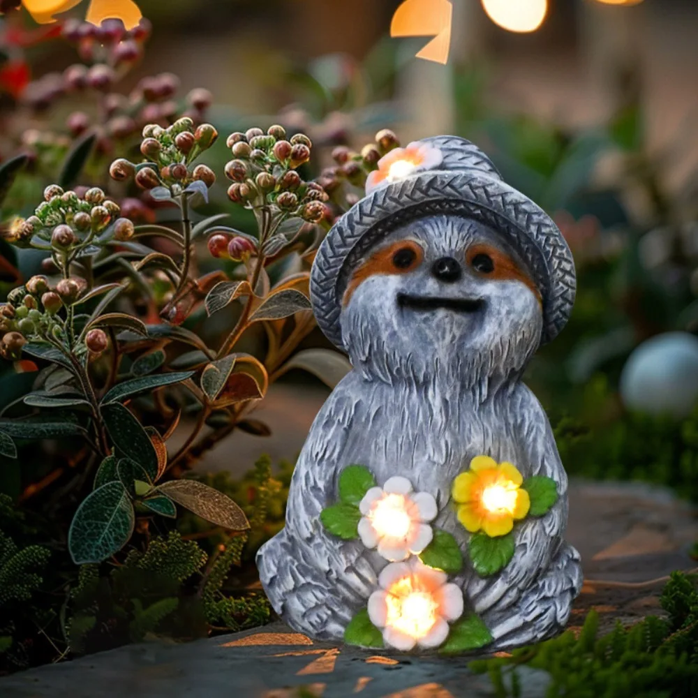 Animal Sculpture LED Solar Sloth Lights Sloth Elf Figurine Simulation Landscape Lamp Artificial Waterproof Atmosphere Lamp Porch