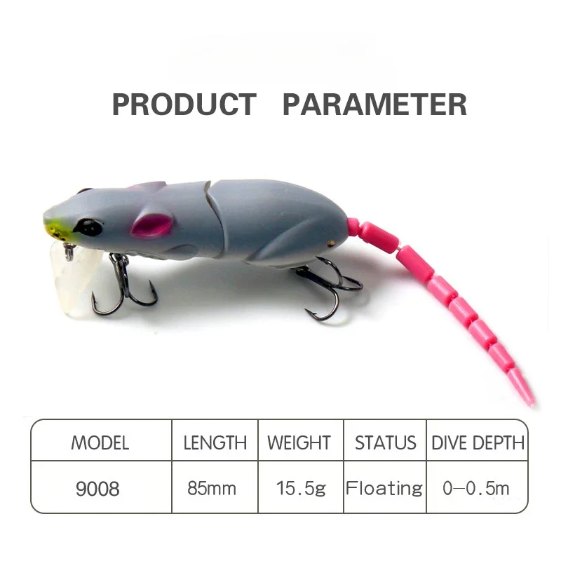 Señuelo Swimbait Ratón para Lucio y Lubina – Flotante de Plástico - imagen 3