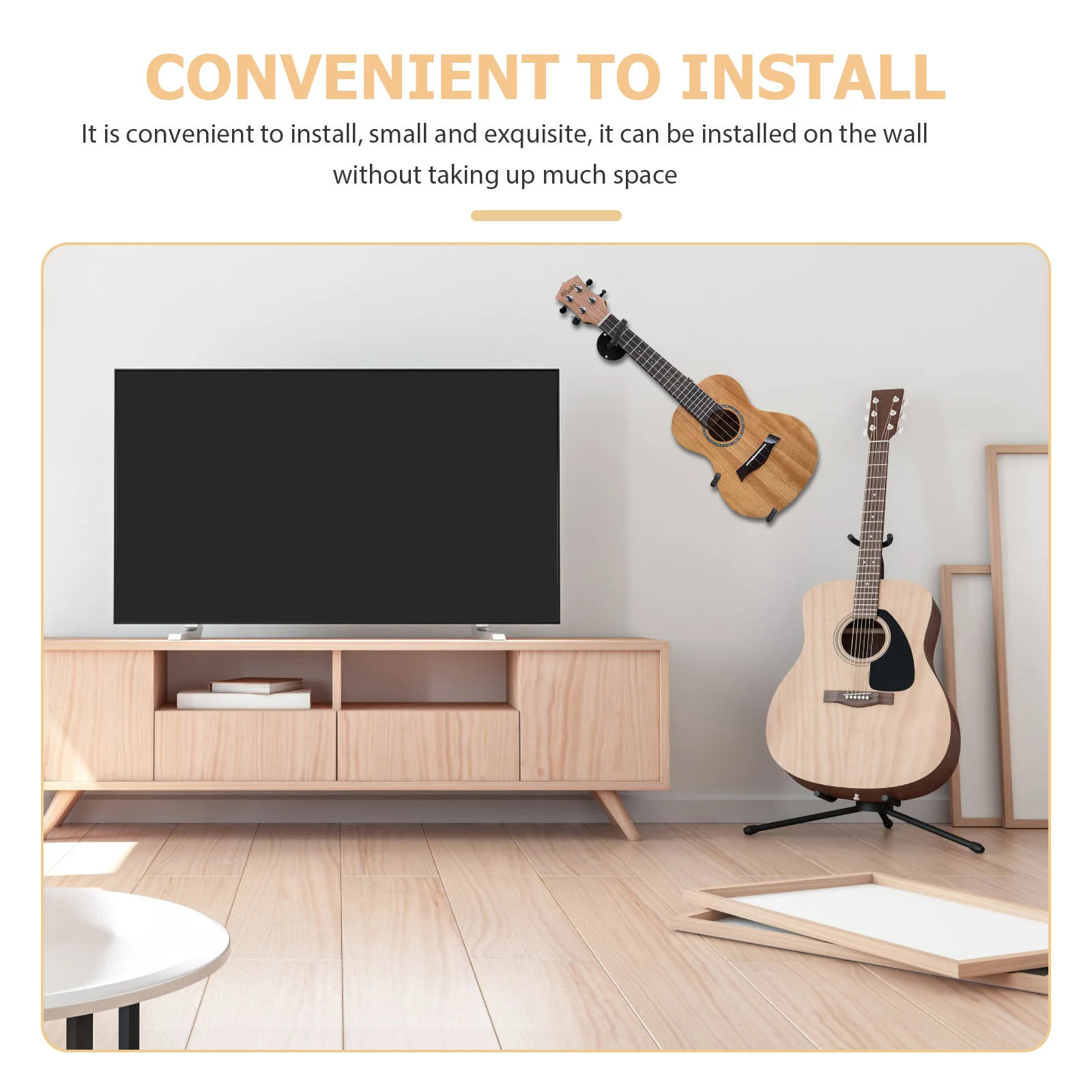 

Guitar Wall Mount Horizontal Hanger Rack Double Bass Ukulele Holder Classic Metal Practical Durable Small Exquisite