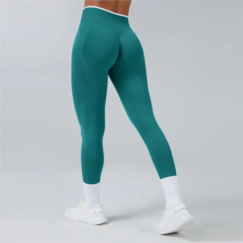 Legginsy damskie Epligg Impact, spodnie do biegania, bezszwowe legginsy sportowe, legginsy z wysokim stanem modelujące sylwetkę, prążkowane spodnie do fitnessu i jogi.