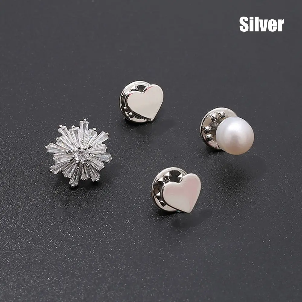 هدية للنساء لؤلؤة نمط الزخرفية بروش حجر الراين القلب بروش المضادة للتعرض العنق مشبك سترة دبوس اللؤلؤ بروش