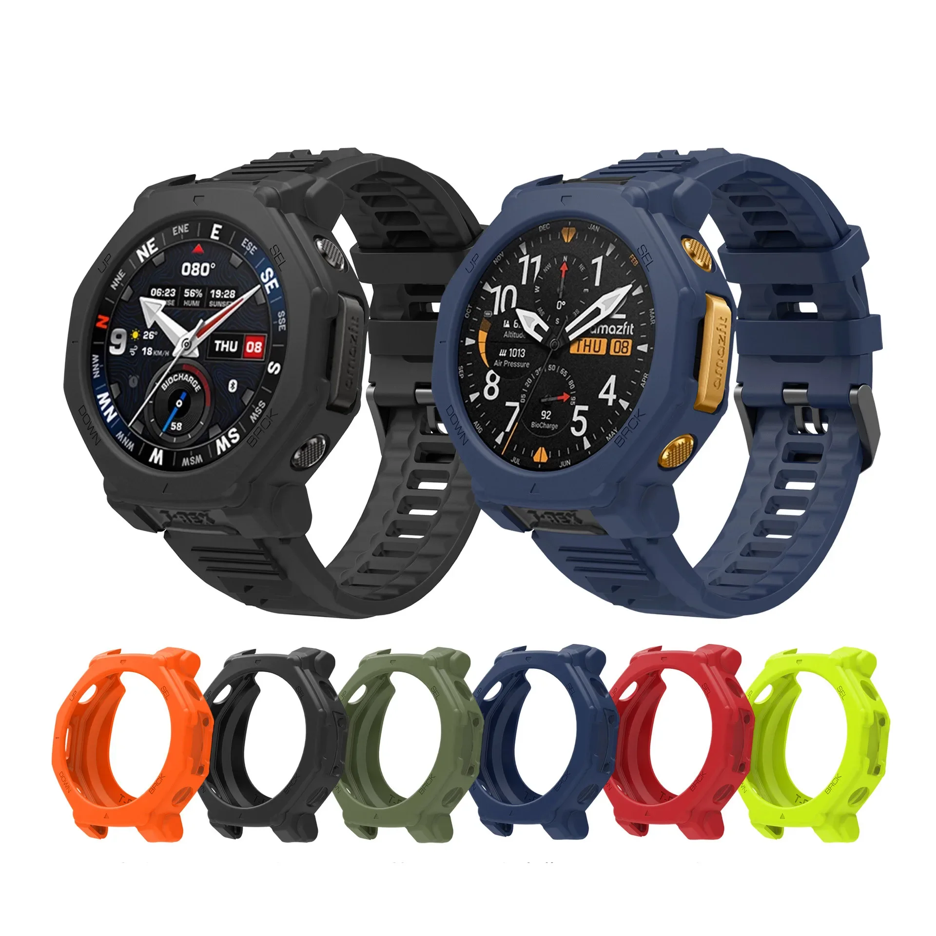 Silicone Case + Smart Bracelet Wrist Band for Amazfit T-Rex3 Pro Strap Cover Protectors Case for Amazfit T-Rex 3Pro Bezel Frame