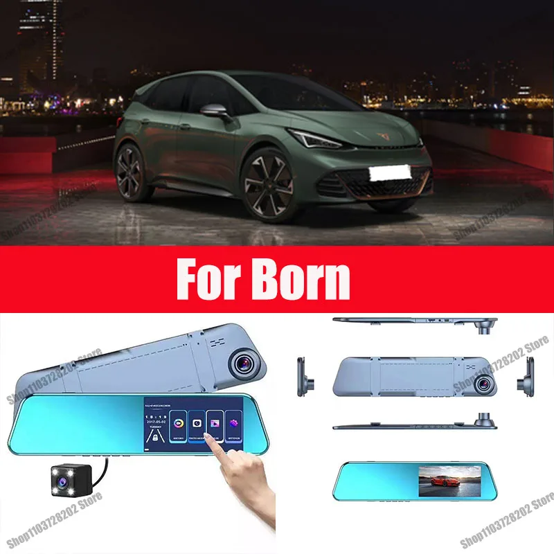 

For SEAT CUPRA Born Carplay Android GPS Dash Cam AUX FM Radio Dashcam Car Camera Stream RearView Mirror Drive Recorder