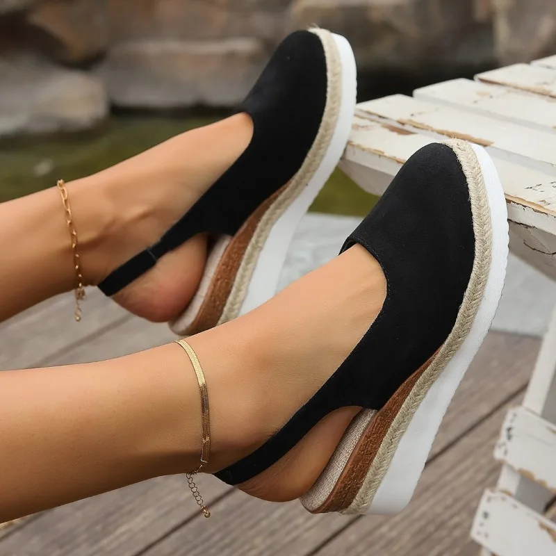 

Women Summer Plain Wedge Sandals Bohemian Handmade Ladies Casual Comfortable Espadrilles Platform Pumps Shoes Sandalias De Mujer