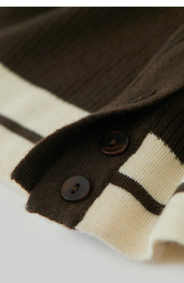 Amii Minimalism 2026 Strickjacke für Damen Herbst Neu Pendler O-Ausschnitt Gespleißte Kurze Wollstreifen Schlanke Langarm-Oberteile 12443022 – Detail 32
