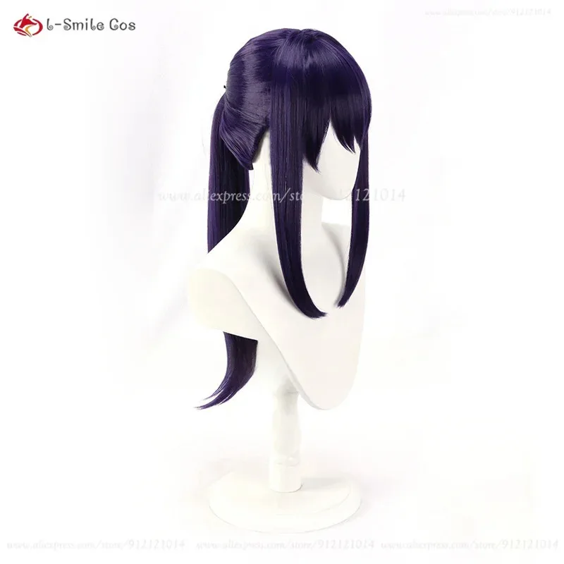 ES Souma Kanzaki 50cm Dark Purple Ponytail Wig Heat Resistant Synthetic Hair Halloween Anime Cosplay Wigs - view 5