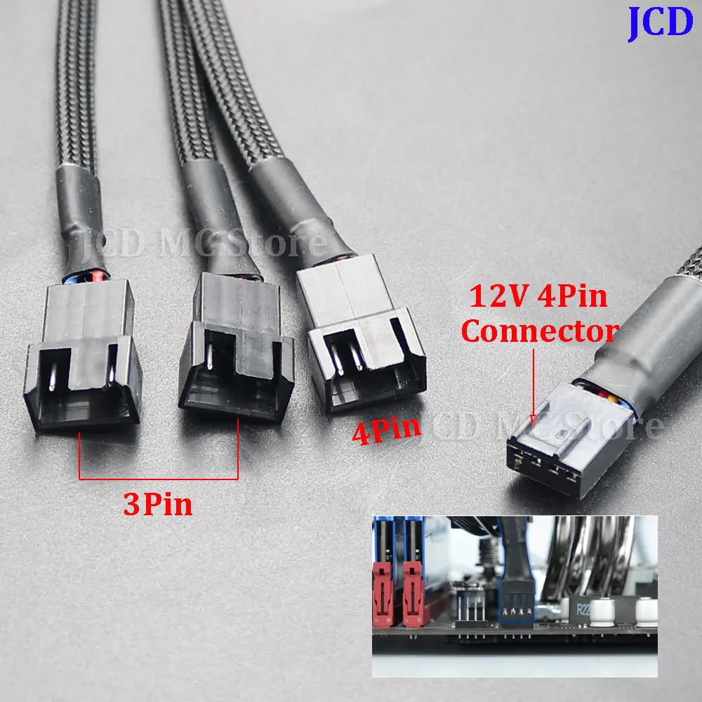1 to 3 Ways Splitter 3/4 Pin PWM Fan Splitter Cable 3 Way Fan Splitter For Computer ATX Case Cooling Fan