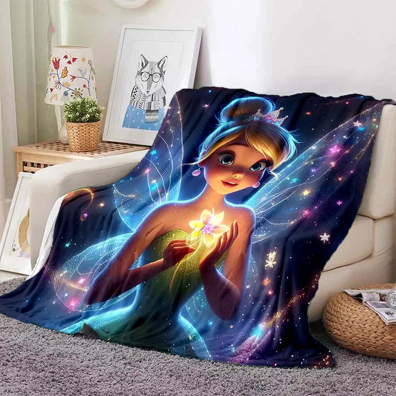 Disney Tinker Bell Printed Blanket for Home Travel Soft and Comfortable Blanket for Adults and Children Cartoon Warm Blanket