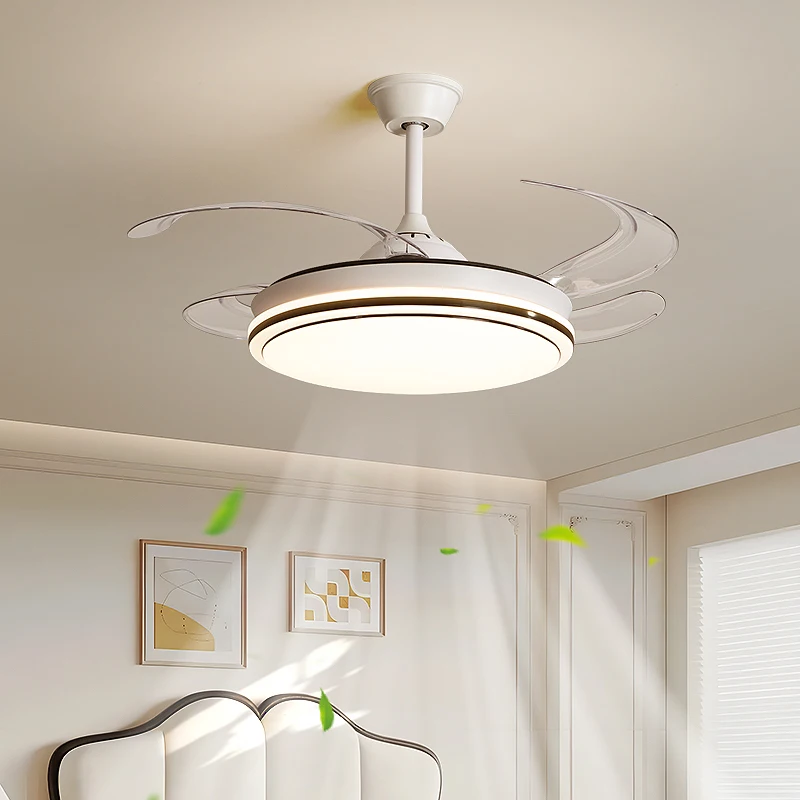 White Ceiling Fan Remote Control Dimmable Chandelier Ventilation Fan For Living Room Bedroom Home Decor Indoor Lighting Fixtures