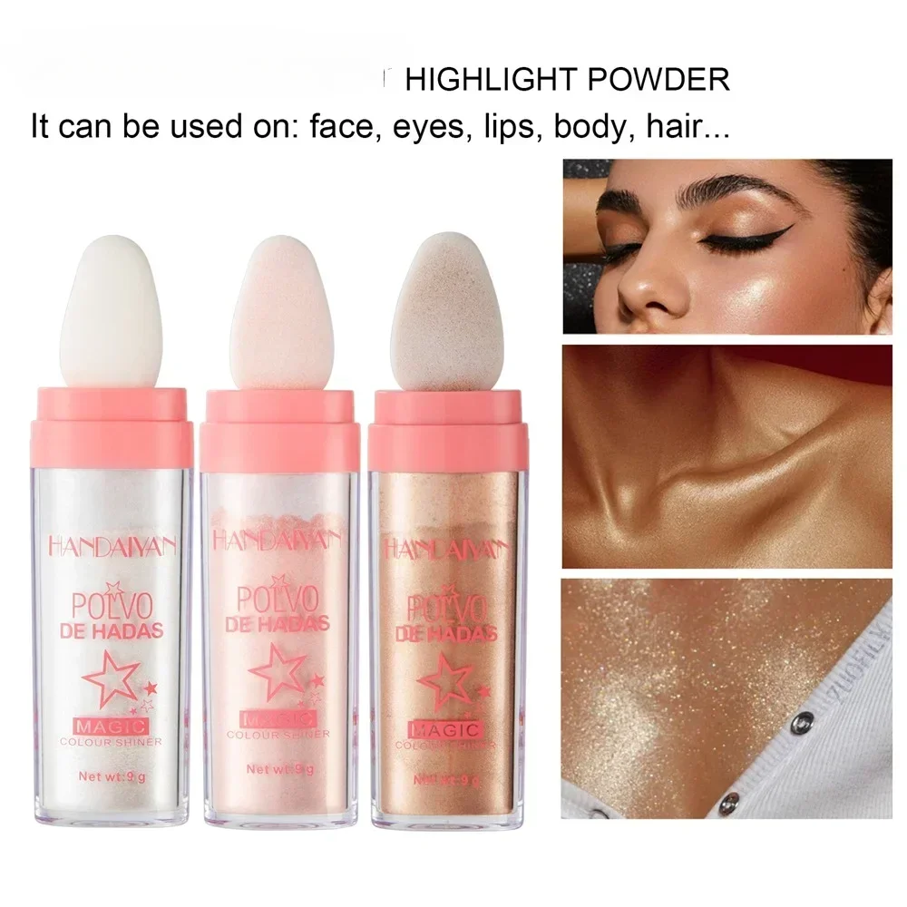 Heallor Highlighter Mode Puder Klopfen Hochglanz Glitter Puder Rouge Schimmer funkeln Puder Kontur für Gesicht Körper Focallur