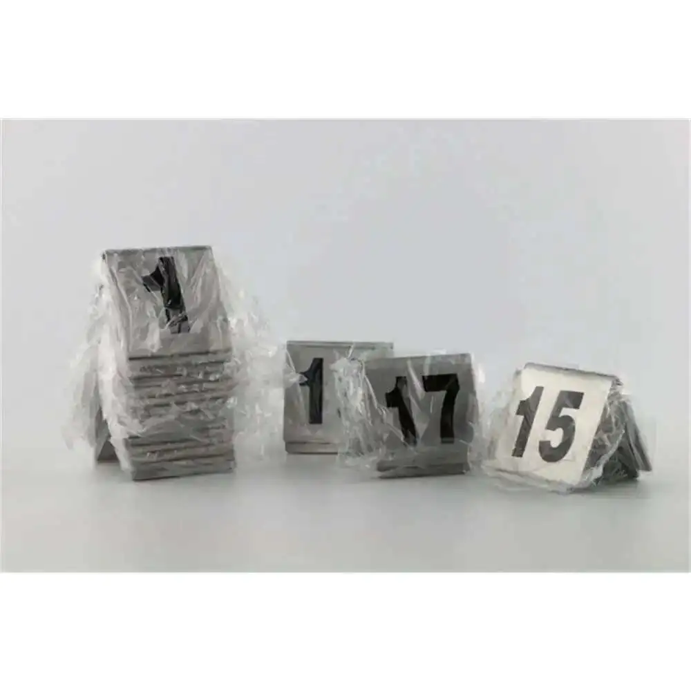20pcs Double-sides Stainless Steel Table Sign Number Plate Wedding Table Number Restaurant Cafe Bar Place Desk Digit Card Holder