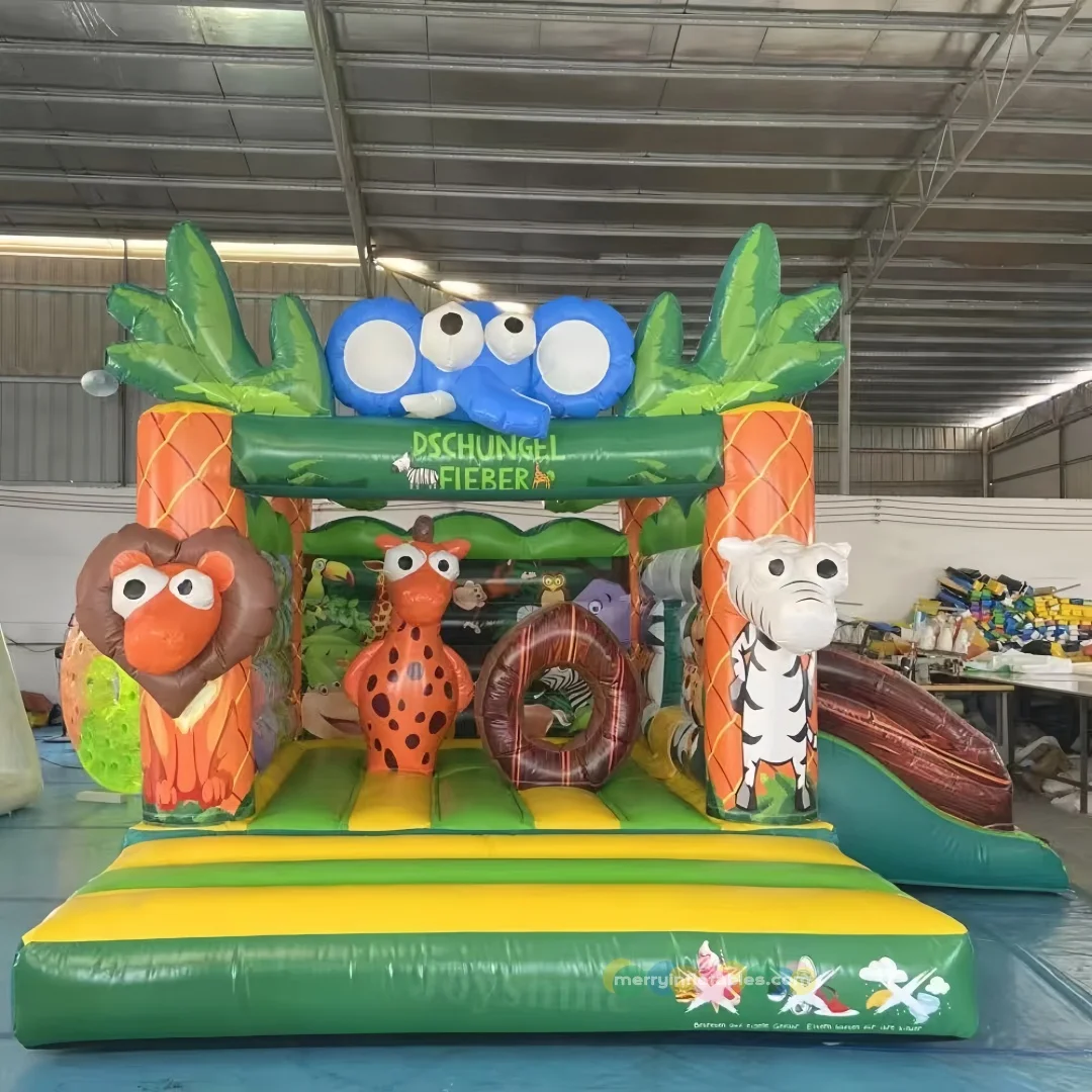 Picture 6: Safari Animal Inflatable Slide Combo Jungle Theme Jumping Castle Combo château gonflable Springkastelen