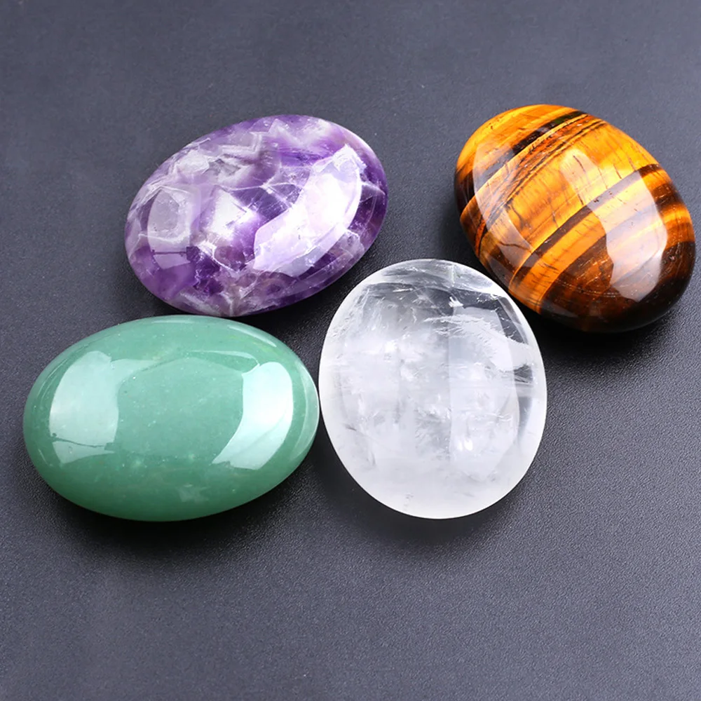 1PC Palm Stone Healing Crystals Natural Gemstones Calming Effects Balancing Polished Worry Stone Cleansing Protection Decor