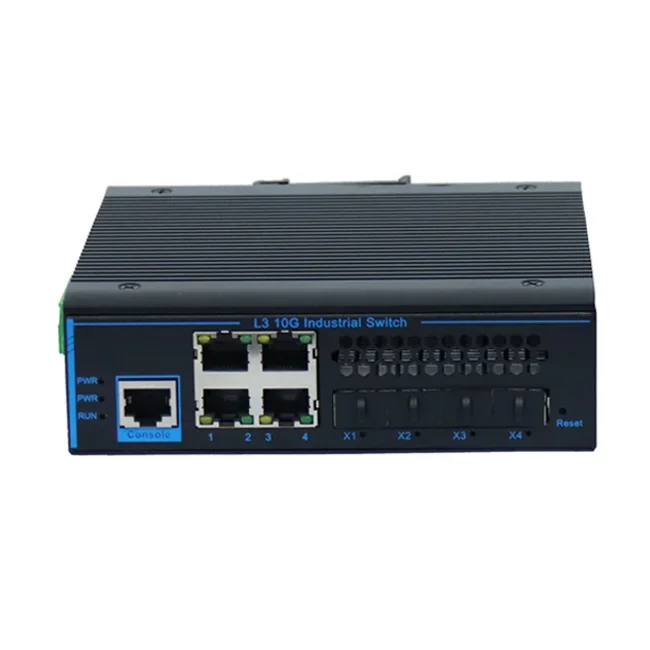 Industrial Layer 3 NMS 10G Switch 10 Gigabit 4 Optical 4 Electrical Ring Network Self-healing VLAN Division Switch