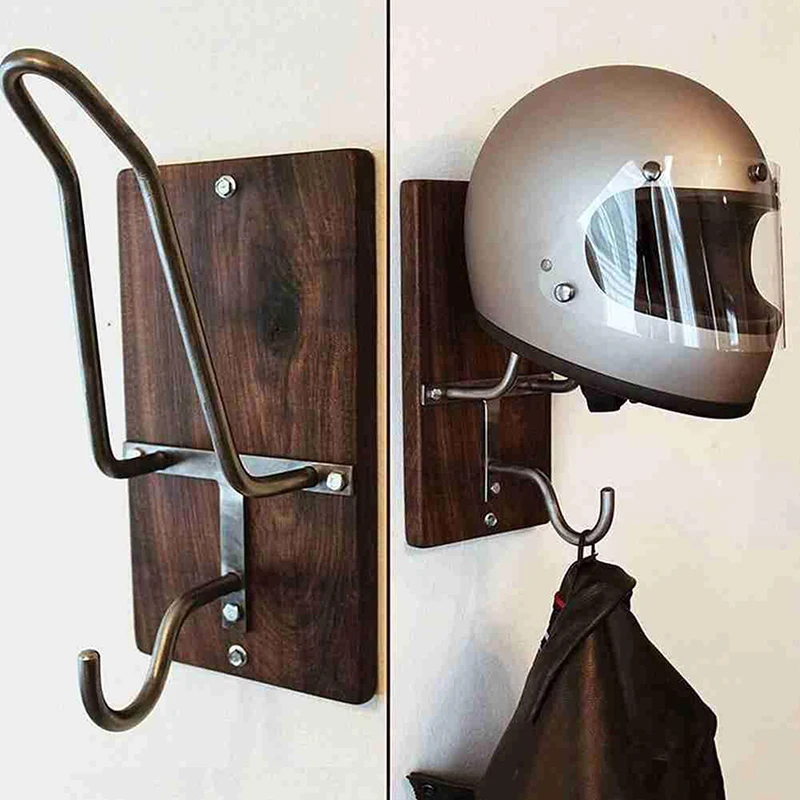 Multifunction Steel Motorcycle Accessories Helmet Holder Hanger Rack Wall Mounted Hook for Coats Hats Caps Helmet Rack Black 1Pc