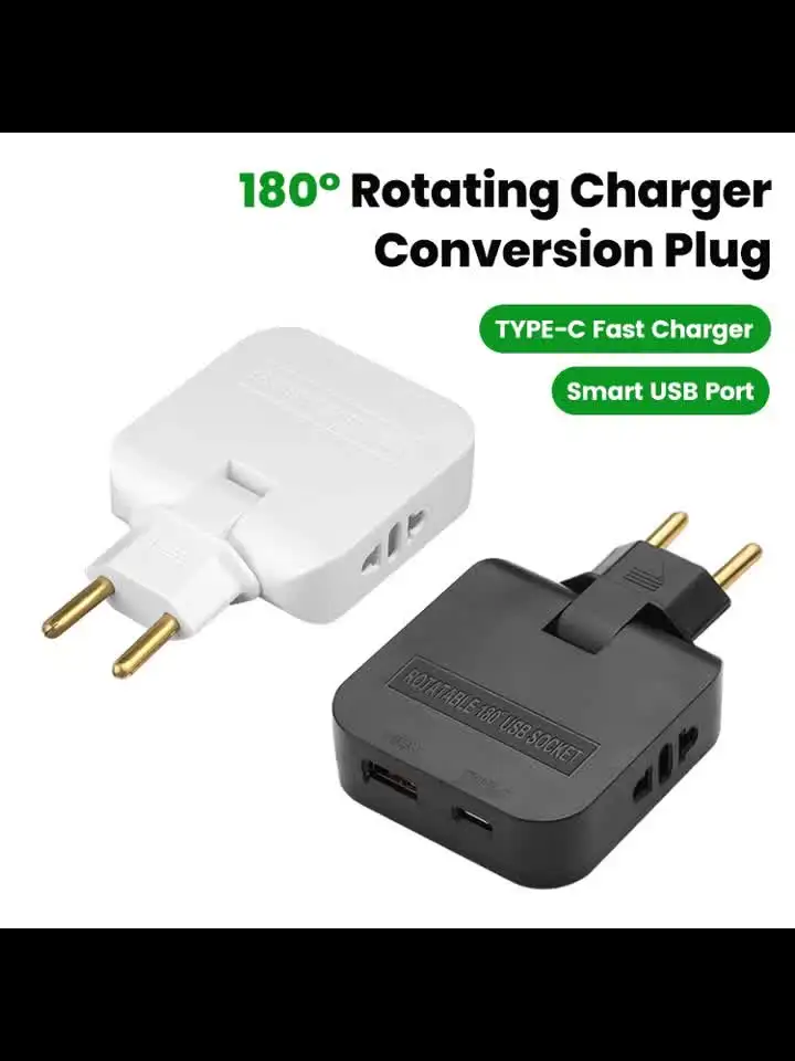 3 in 1 180° Rotatable EU Plug Socket EU/US Extension Chargers Adapter Mini Slim Wireless Outlet Adapter Socket Converter