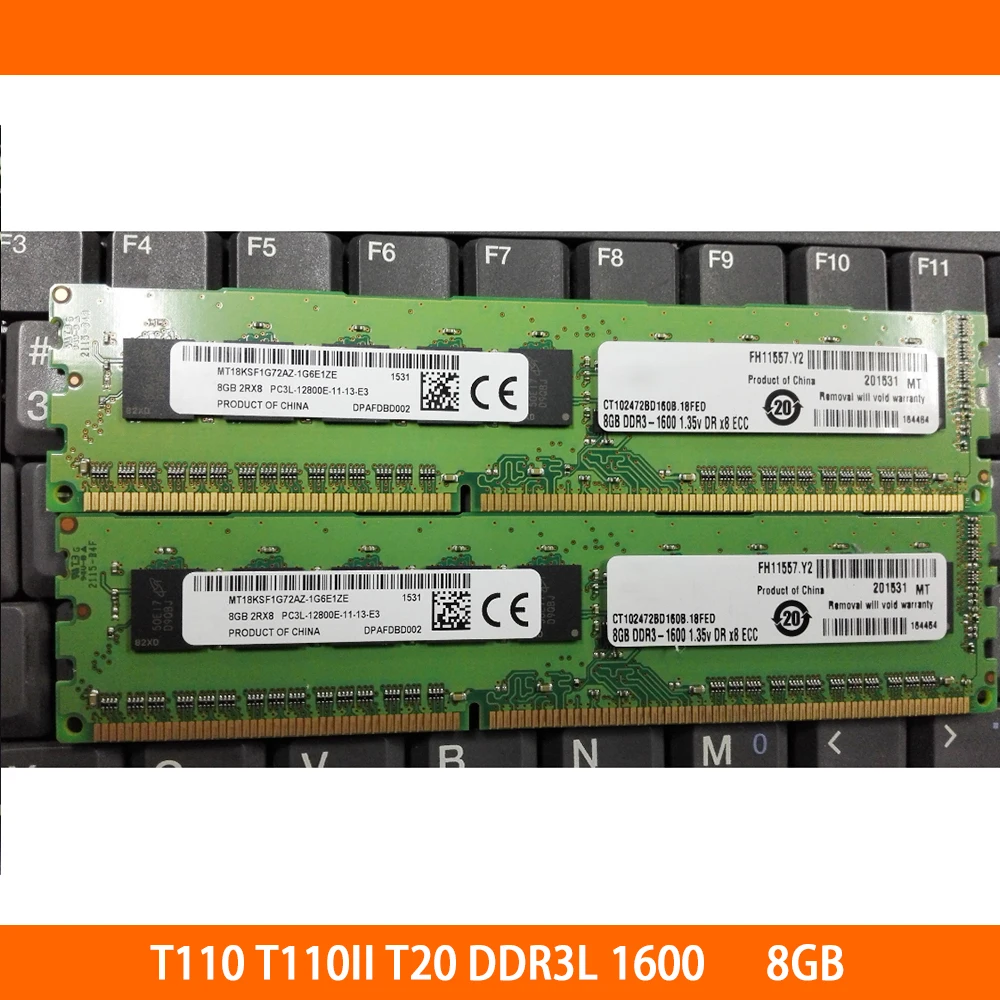 1PCS T110 T110II T20 Server Memory For DELL 8G 8GB DDR3L 1600 2RX8 ECC RAM High Quality Fast Ship