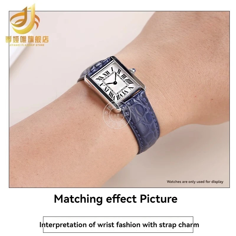 For Cartier London Solo Tank Women's Genuine Alligator Watch Band 16mm 17mm 18mm 19mm 20mm American Crocodile Skin Bracelet Men