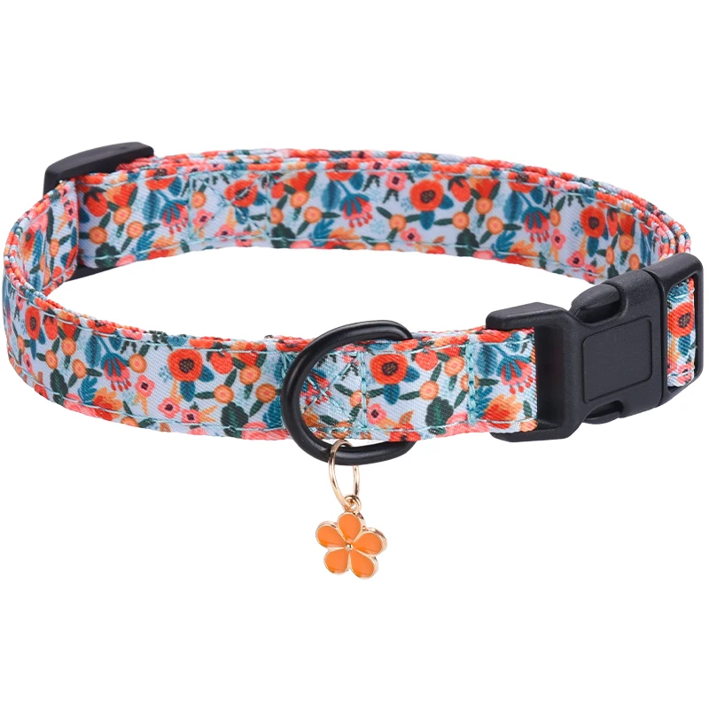 CP607 Pet dog collar with Metal pendant，Adjustable Pet Collar for Dogs and Cats