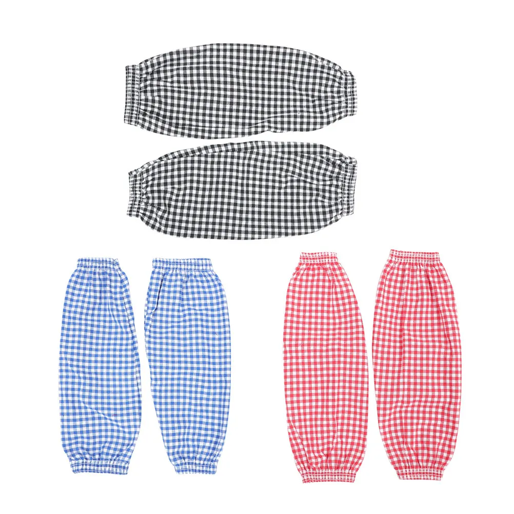 

6Pairs Anti-Splash Arm Sleeves Cotton Linen Material Plaid Style Elastic Comfort Fit Dishwashing Gardening Housework Oilproof