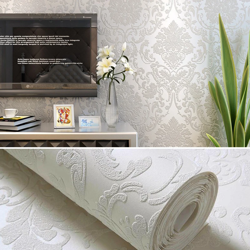 10M Luxury European Style Non-woven Wallpaper TV Background Decor Classic 3D Embossed Wall Paper Roll Wallcovering Upholstery