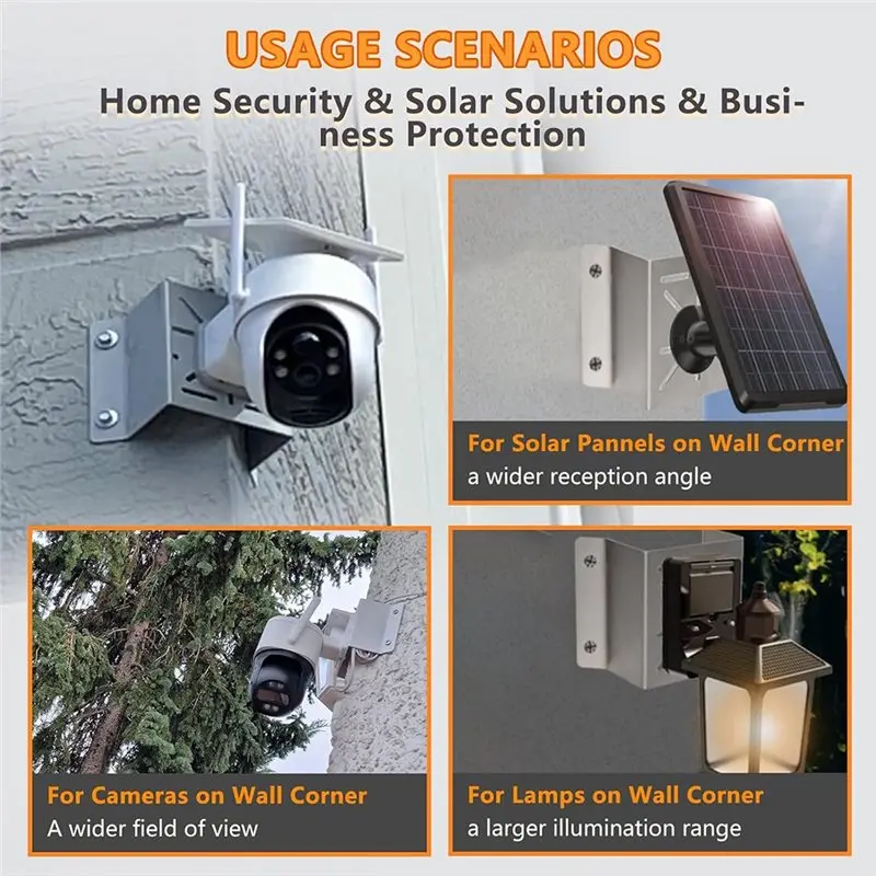 B63B-2 Pack Universal Corner Mount Bracket For Security Camera, LED Stage Lights And Solar Panels