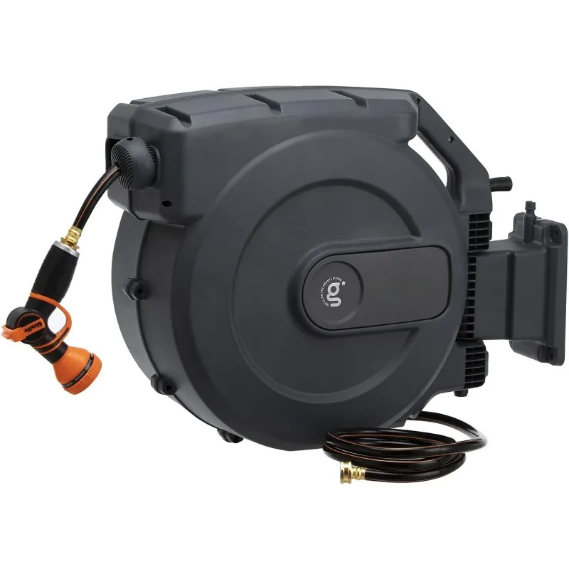 

AW505/8 Retractable Garden Hose Reel 5/8" x 115+5 ft, Heavy Duty Wall Mounted Water Hose Reel Automatic Rewind