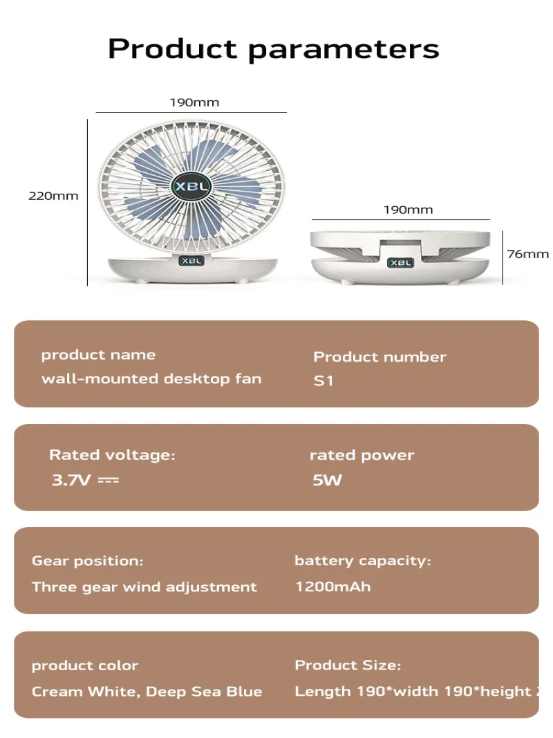 Portable Mini Desk Fan Electric Telescopic Fan Multi-Function Fan Stand USB Rechargeable Fan for Home Office Air Conditioner