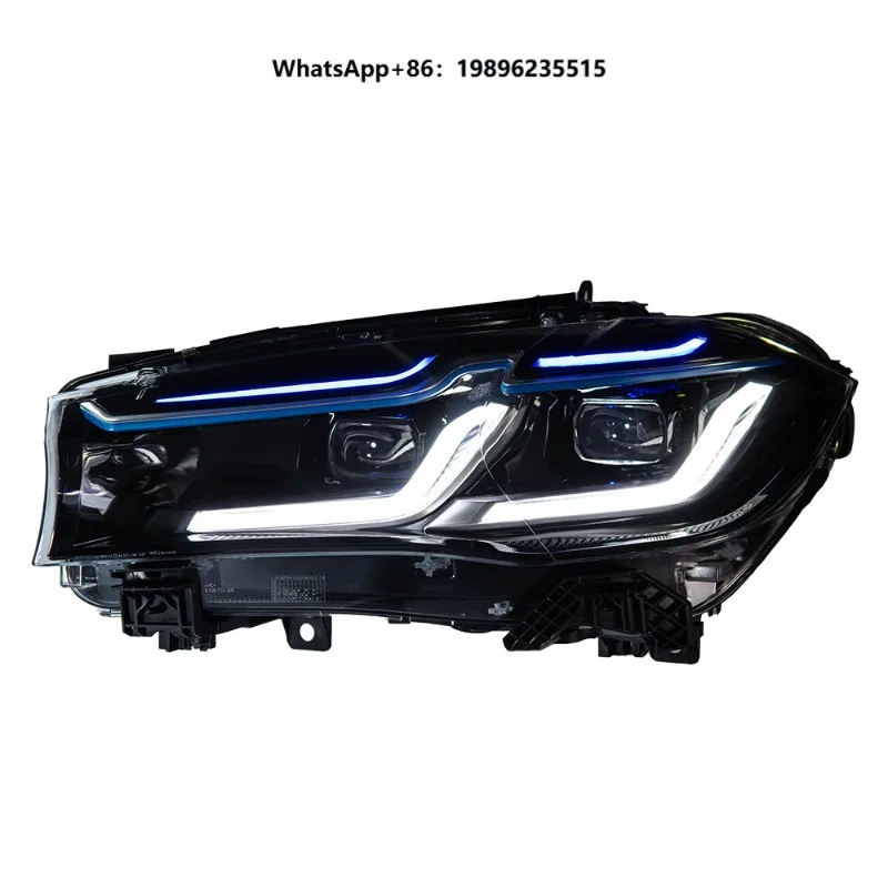New 12V 2014-2018 for X5 Headlight Assembly F15 Modified LED Dual-Beam Projectors Blue Eyebrows 4 Low/2 High-Beam