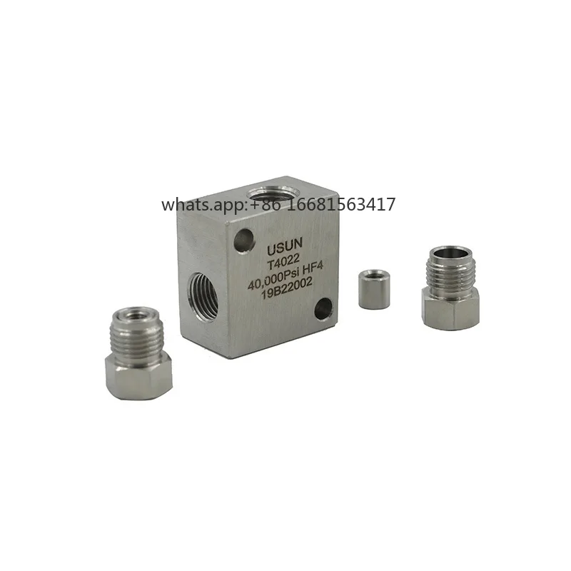 Usun Brand T3033 3/8'' OD Ultra High Pressure Stainless Steel Tee Tube Fittings For Burst Test Machine