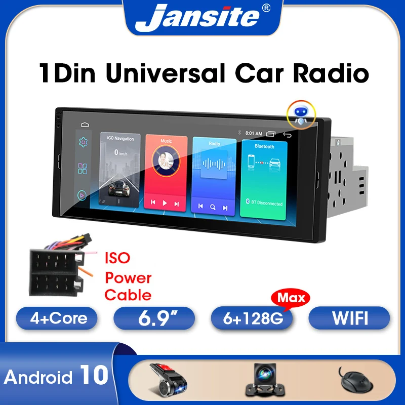 

Jansite 6.9" Universal 1 Din Auto Radio Android Multimedia Player Touch Screen Car Stereo Video GPS Mirror Link IPS Screen DVD