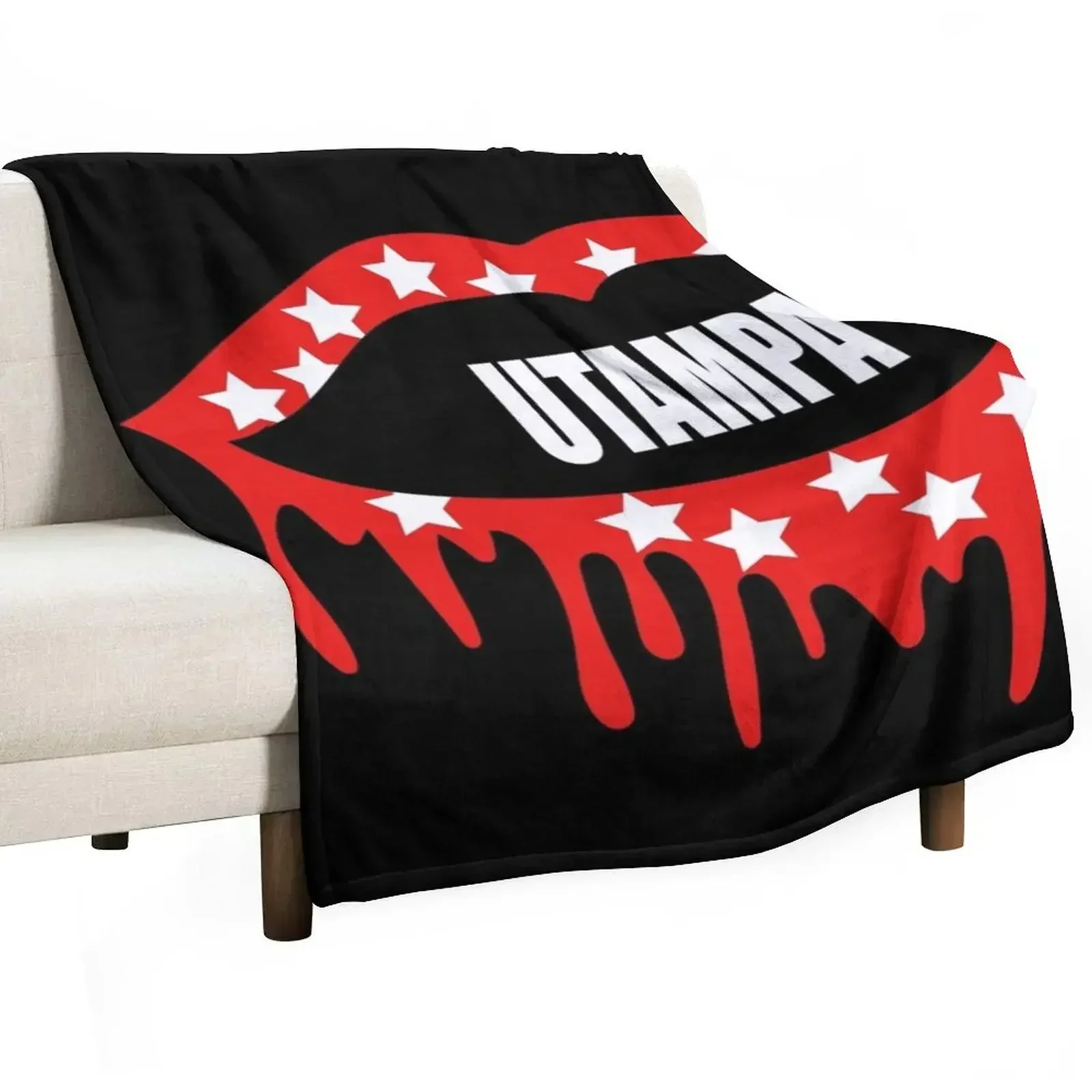 utampa lips with stars Throw Blanket Quilt Hairy Soft Beds Hairys Travel Blankets
