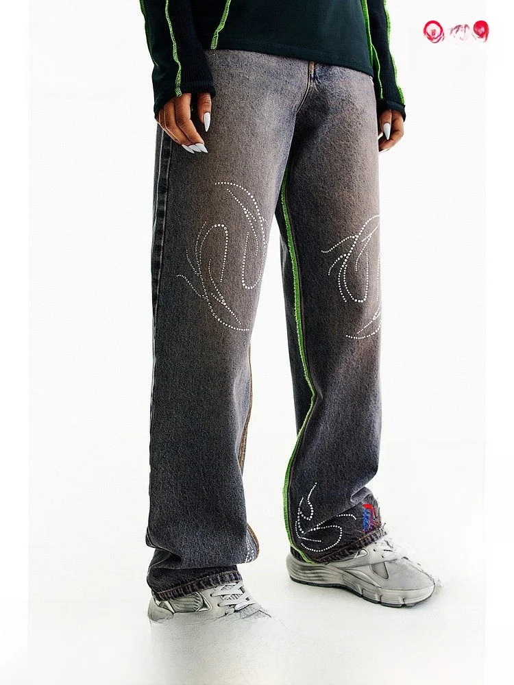 

Женские свободные джинсы H&M, зимние длинные брюки 252432, 100% хлопок, тонкие, со средней талией, повседневные, стильные