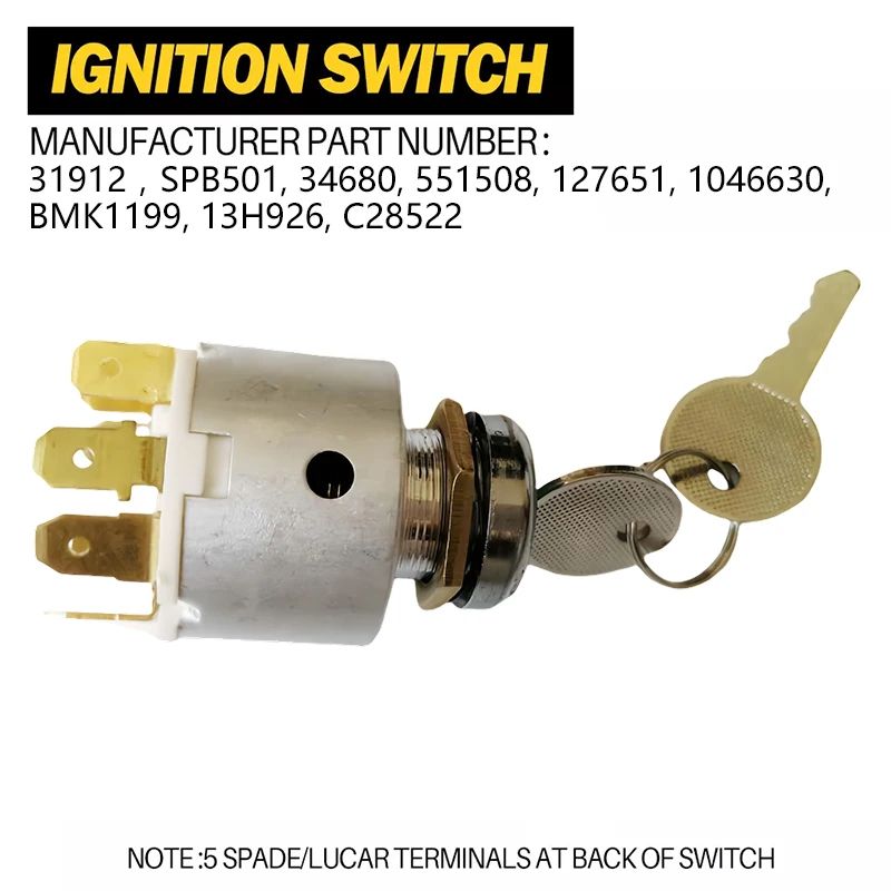 Lucas 31912, SPB501, 47SA Ignition Switch With Barrel & Keys 127651 For MGB Midget Triumph TR GT6