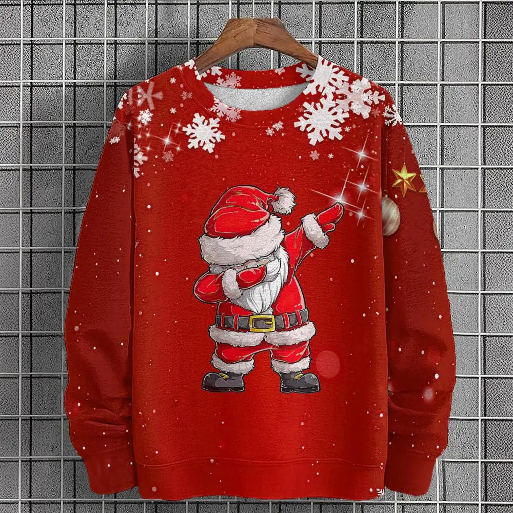 Funny 3D Santa Claus Print Men's Sweatshirts Fashion Trend Christmas Clothing Autumn Loose Pullover Casual y2k Hoodie X'mas Tops