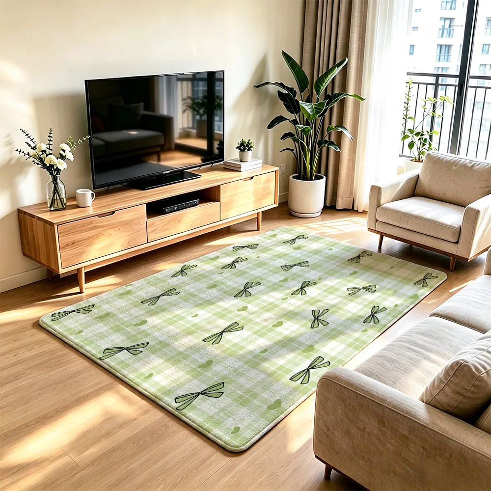1pc plaid bow-tie heart living room floor mat soft non-slip silicone with tufted design  living rooms  sofas bedrooms