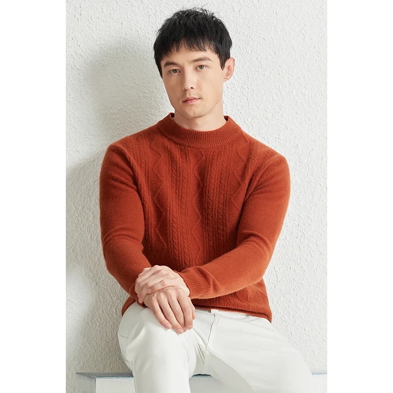 100% Cashmere Wool Jumper Autumn & Winter Fashion Plaid Sweater Casual O-Neck Pure Wool Knitwear Long Sleeve Sweaters