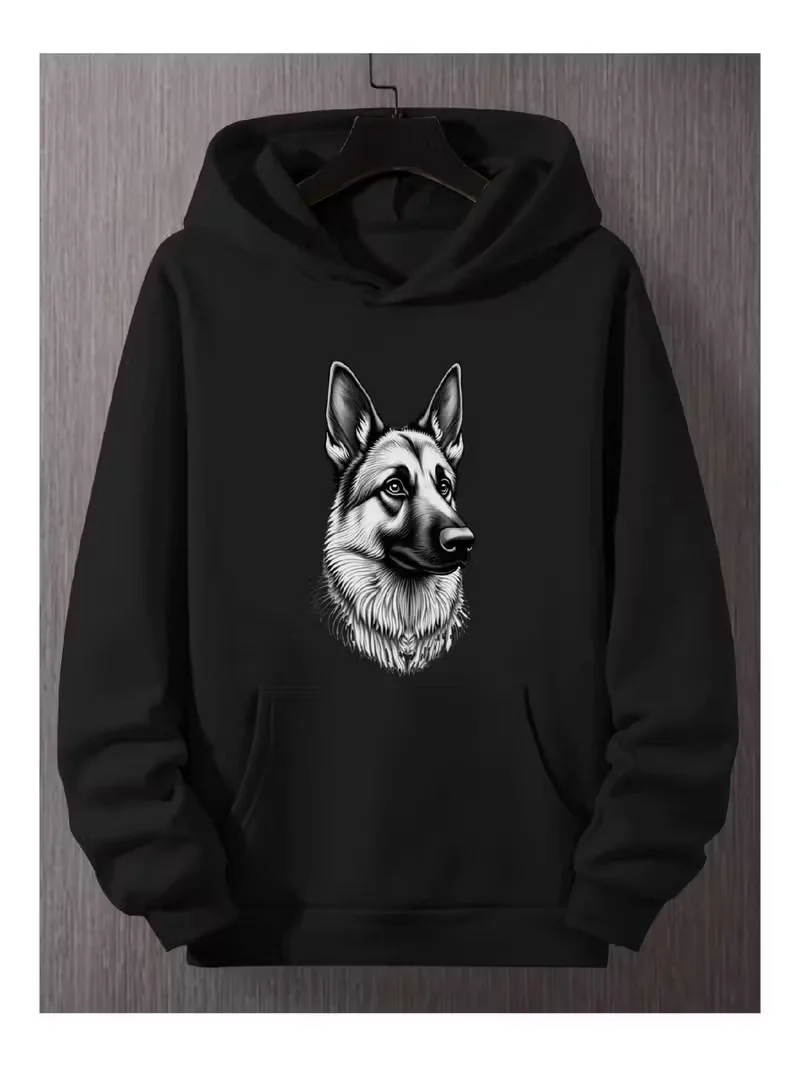 

Men's Loose Fit Hooded Sweatshirt 270g, Black Streetwear Pullover, American Style Casual Hoodies, Suitable for Winter Seasons