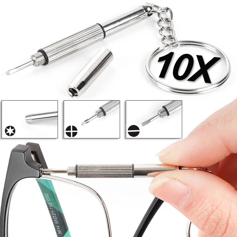 Slotted & Cross 3 In 1 Glasses Screwdriver Portable Multifunctional Screwdriver Eyewear Watch Phone Three Purpose Repair Tools