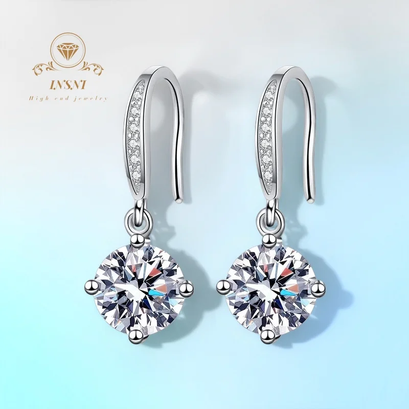 

Серебряные серьги S925 с муассанитом 0.5 карата, цвет D, классические, с четырьмя крапанами, сертифицированные, минималистичные, женские украшения, подарок, гипоаллергенные