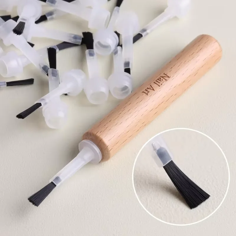 Conjunto profissional de pincéis para nail art com cabo de madeira removível – pincéis multifuncionais para esmalte, ferramentas para nail art, acessórios para unhas.