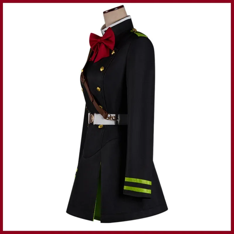 

CyAnime Seraph of The End Mitsuba Sangu Cosplay Costume Black Military Uniform Dress Belt Woman Sexy Carnival Christmas Suit