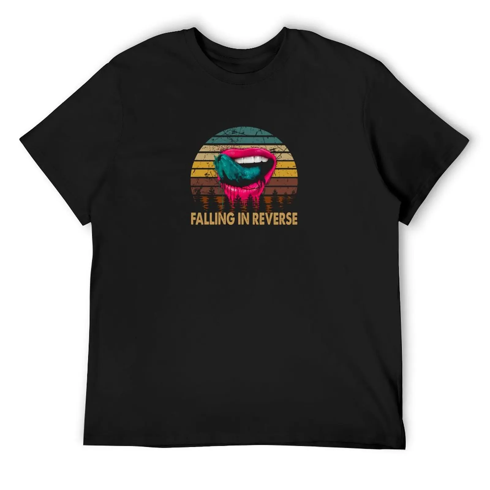 

vintage retro falling in reverse songs lipstick gift for fans and lovers T-Shirt plain korean fashion mens t shirts pack