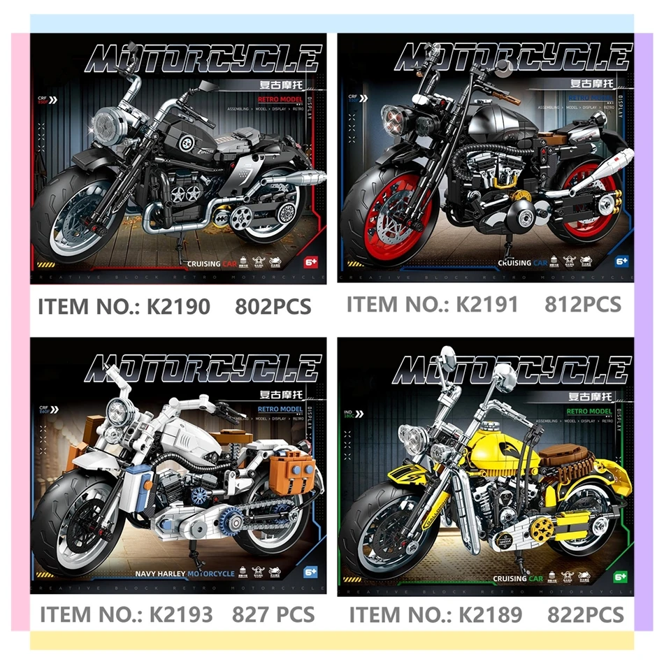 MOC التقنية دراجة نارية موتو سيارة نموذج اللبنات الرجعية سباق Motobike المركبات نموذج الطوب لتقوم بها بنفسك لعب للأطفال الهدايا