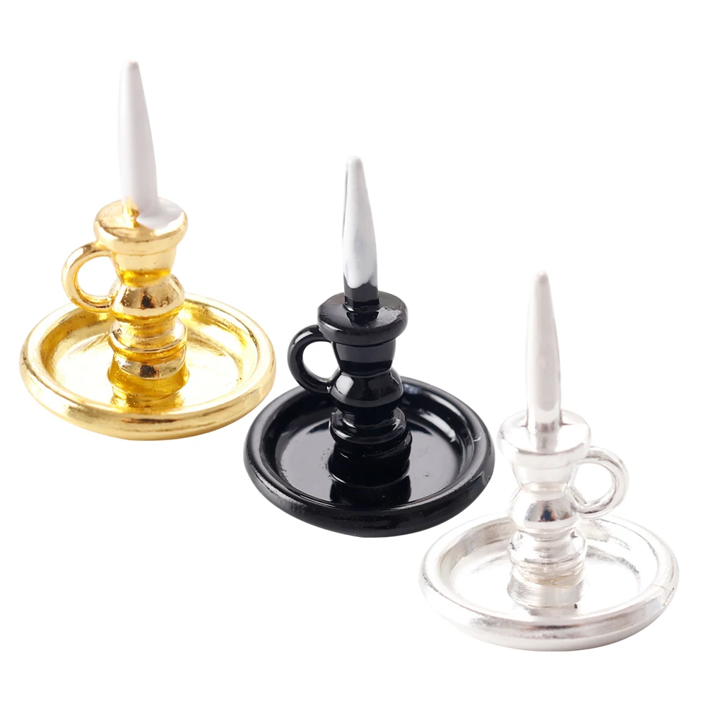 Accessoires miniatures pour maison de poupée, 3 pièces, échelle 1:12, petit bougeoir en métal, Style européen, meubles miniatures pour maison de poupée, bricolage