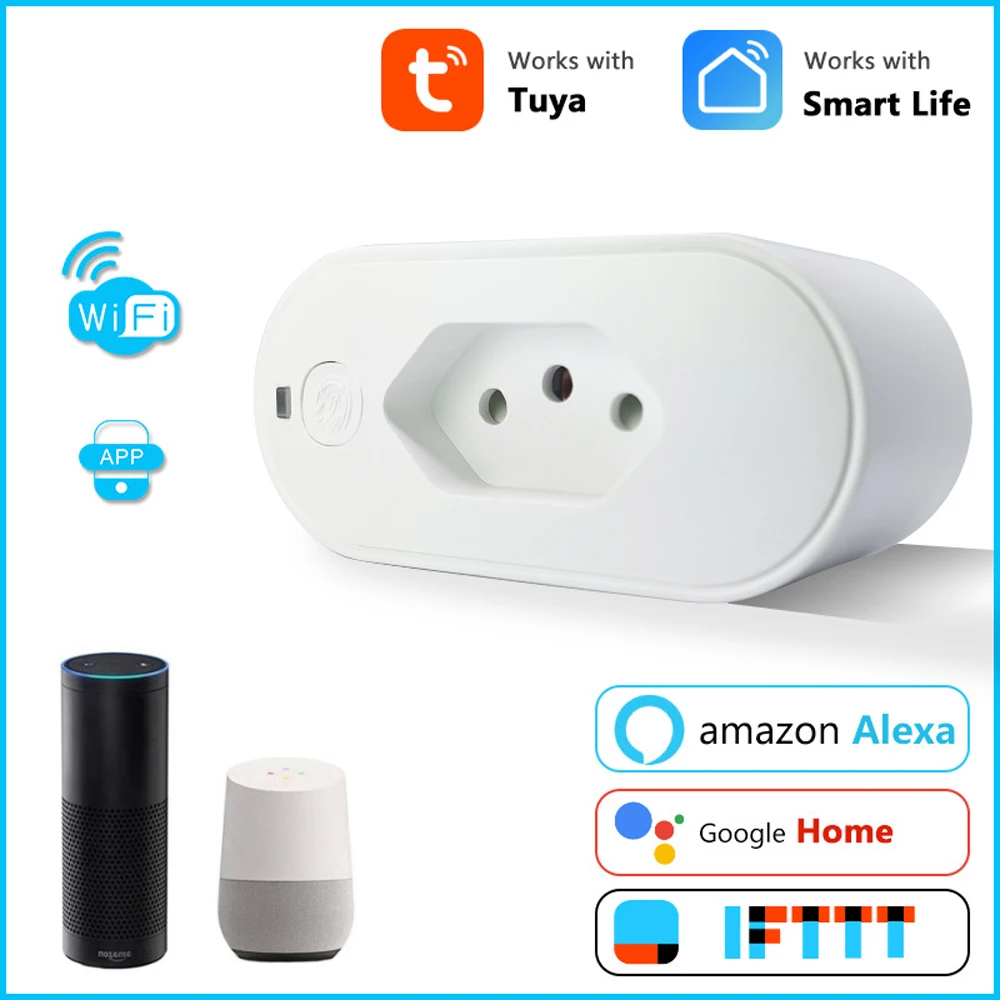 Tuya App Remote Control Smart WiFi Plug 16A Voice Control Timing Switch Smart Socket Wireless Remote Control Plug Smart Life