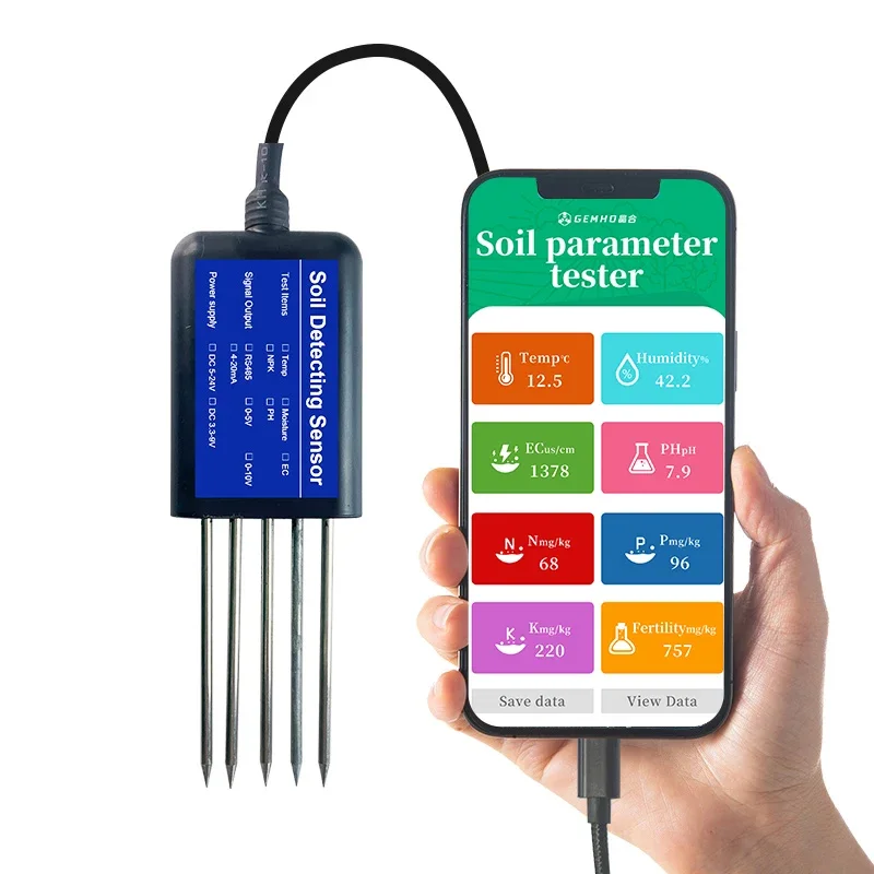 High Precision USB Mobile Phone Soil Conductivity EC Fertility Nutrient Monitoring Meter Professional Soil NPK PH 8 IN 1 Sensor