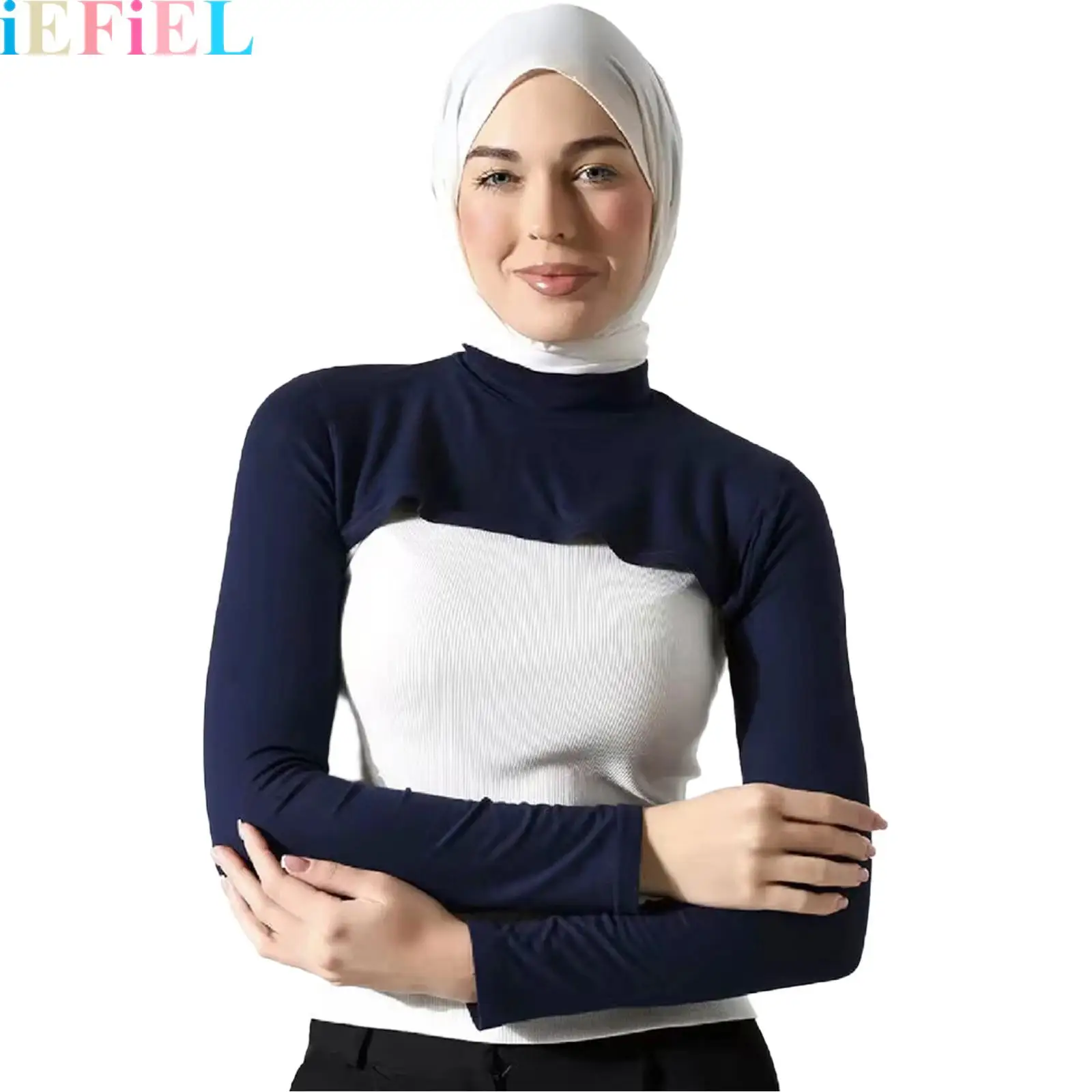 

Women Long Sleeve Crop Top Solid Color Open Front Cropped Underlay Shirts Sports Shrug